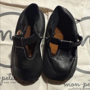 Classic Black Leather Baby Walker Shoes